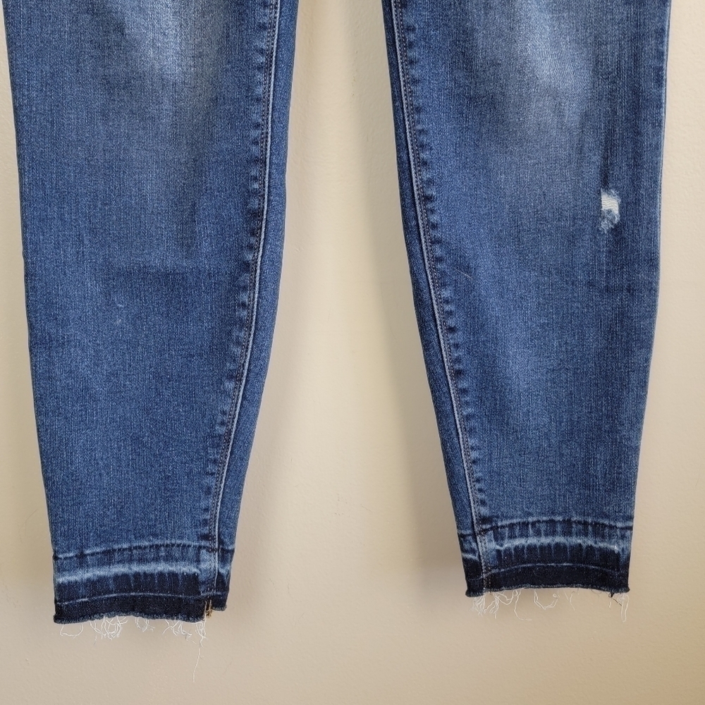 Spanx Pull On High Rise Jegging Distressed Skinny Frayed Step Hem Jeans L - Picture 6 of 12